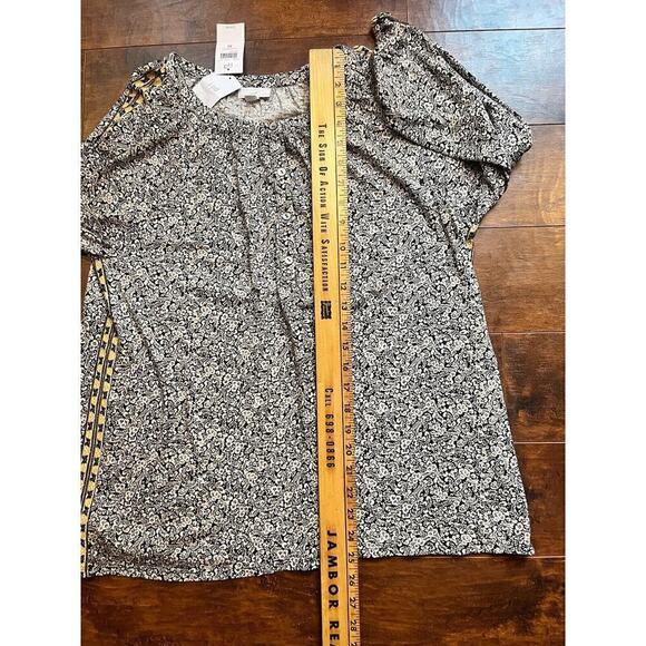 J. Jill Peasant Floral Print NWT Pop Over Blouse Womens Size M Cotton Blend - Picture 4 of 5